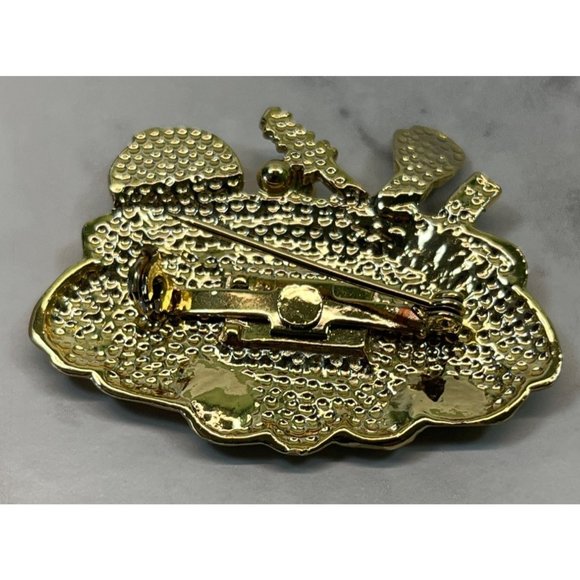 Vintage Make Up Artist Cosmetic Bag Brooch Pin 2-Tone Gift - Picture 2 of 4